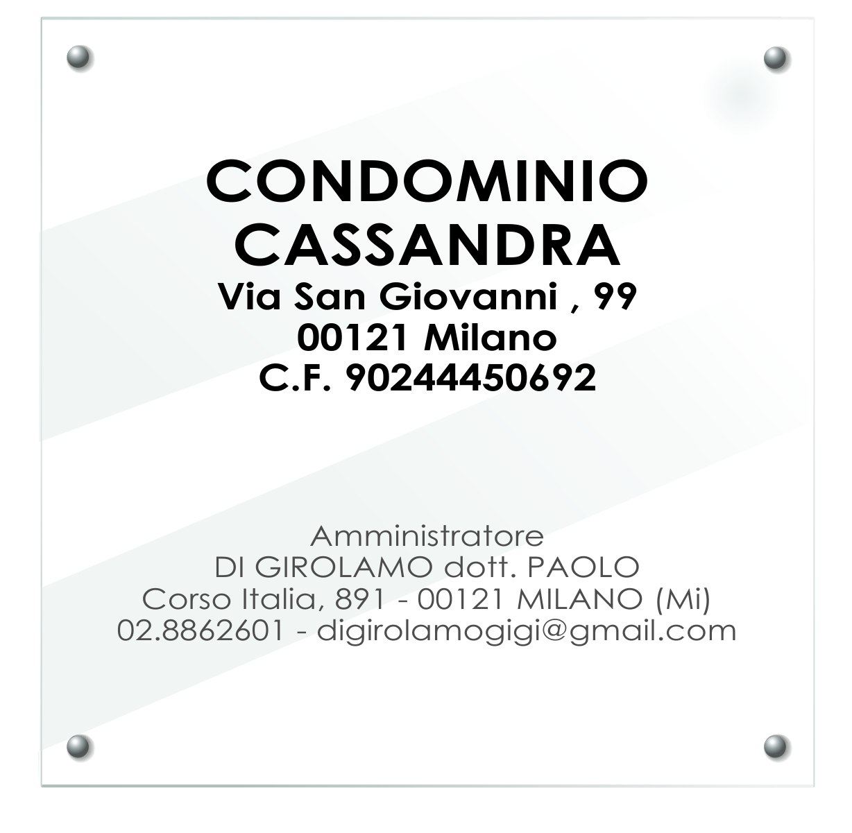 targa per condominio personalizzata