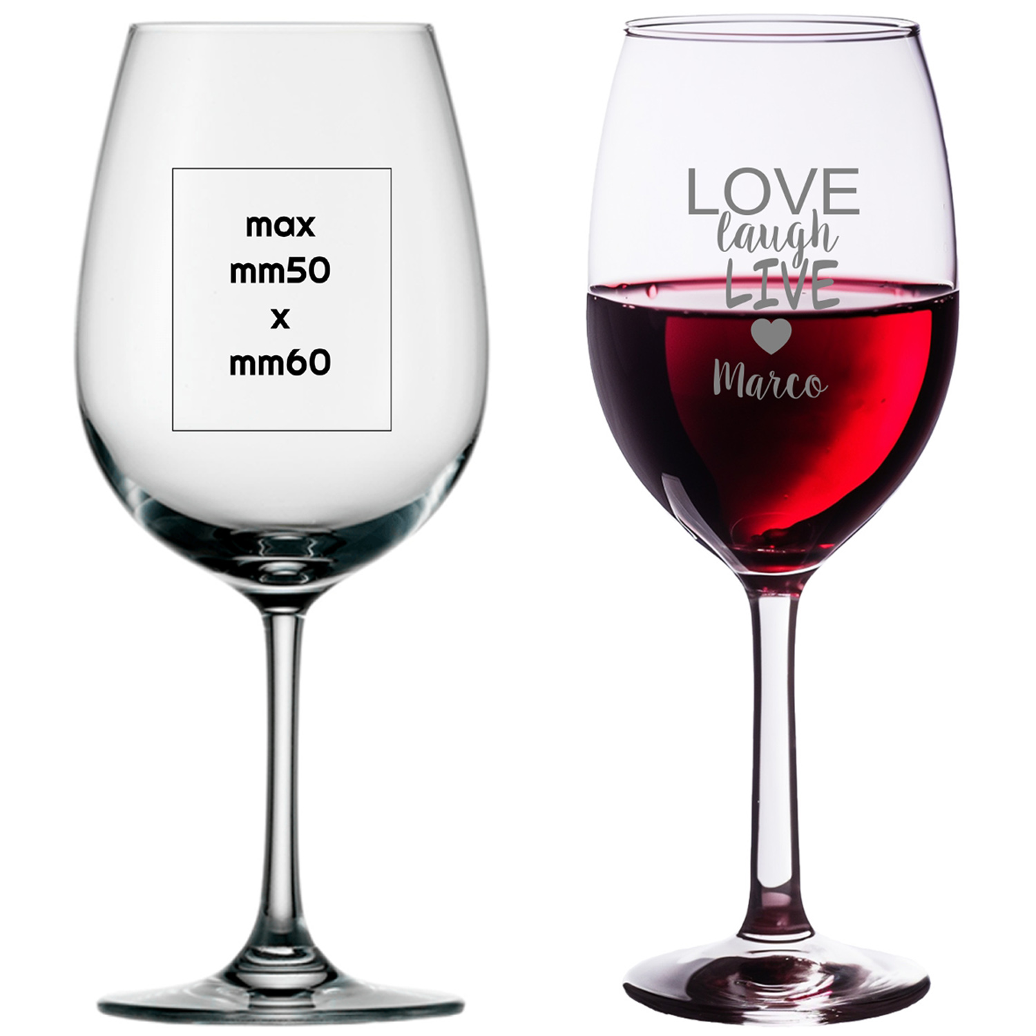 bicchiere da vino personalizzati con incisione laser nomi, loghi